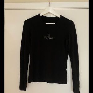 FENDI Black Round Neck Long Top size M